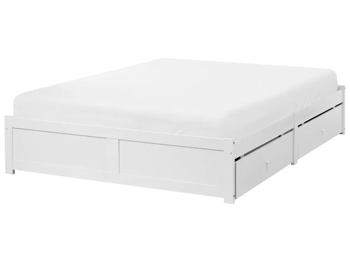 Bed with Storage Drawers without Headboard 160 x 200 cm (EU Double) White Zoro