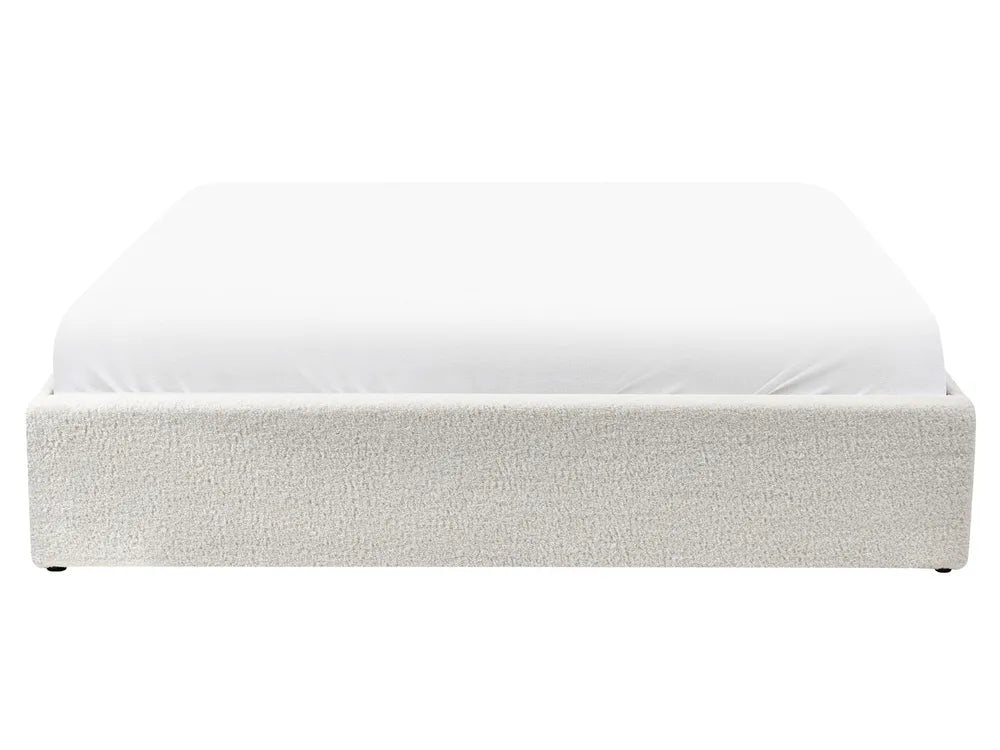 Ottoman Bed without Headboard Boucle 160 x 200 cm (EU King Size) Off-White Miley