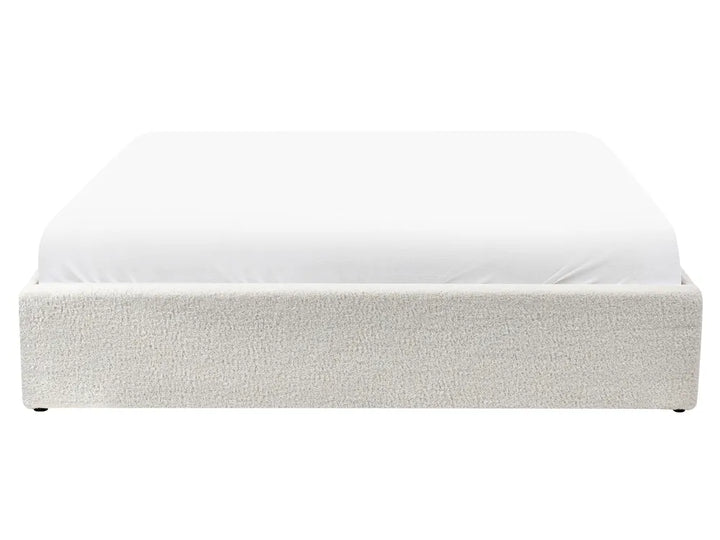 Ottoman Bed without Headboard Boucle 160 x 200 cm (EU King Size) Off-White Miley
