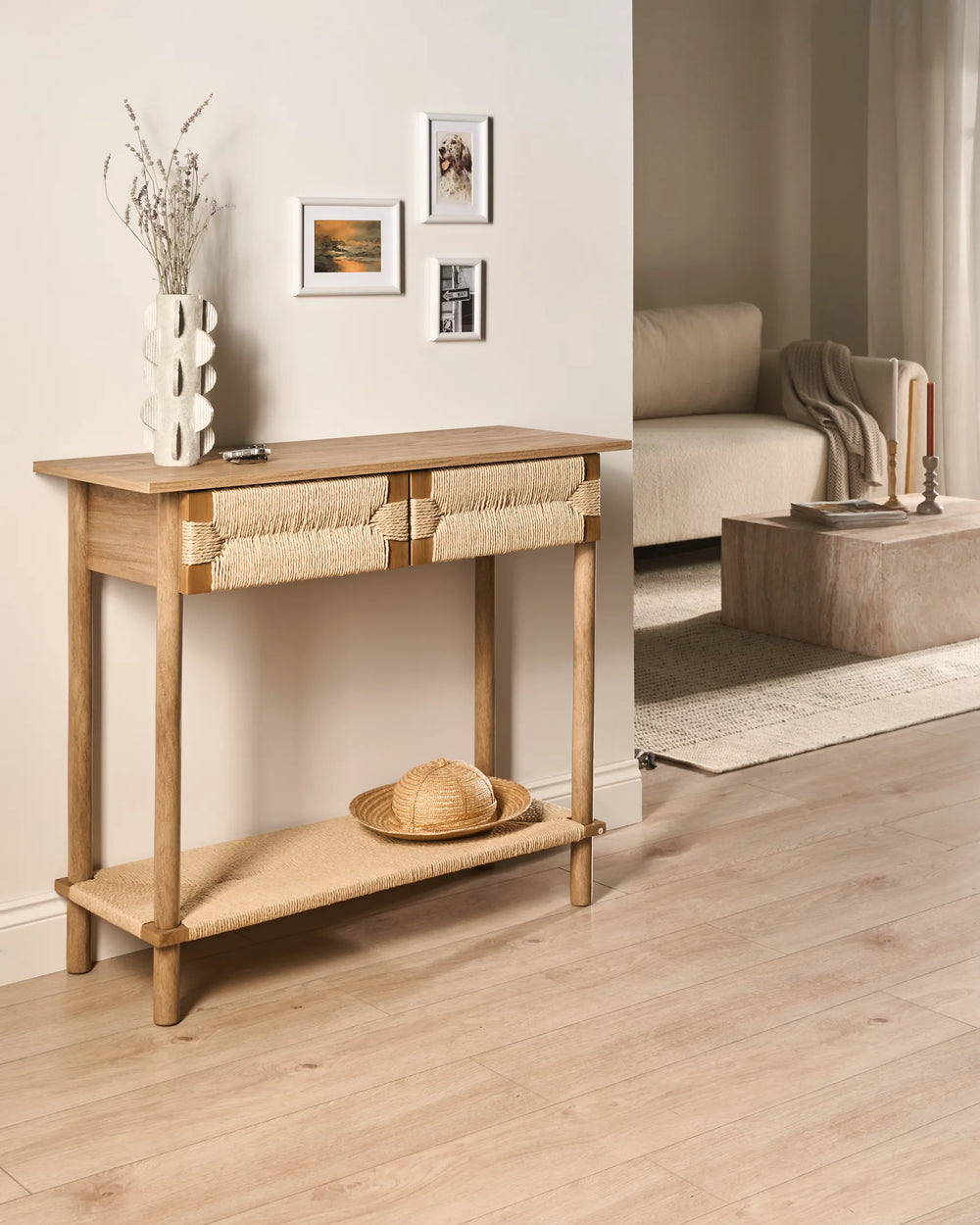 Console Table Light Brown Decorative Yet Functional Orvello