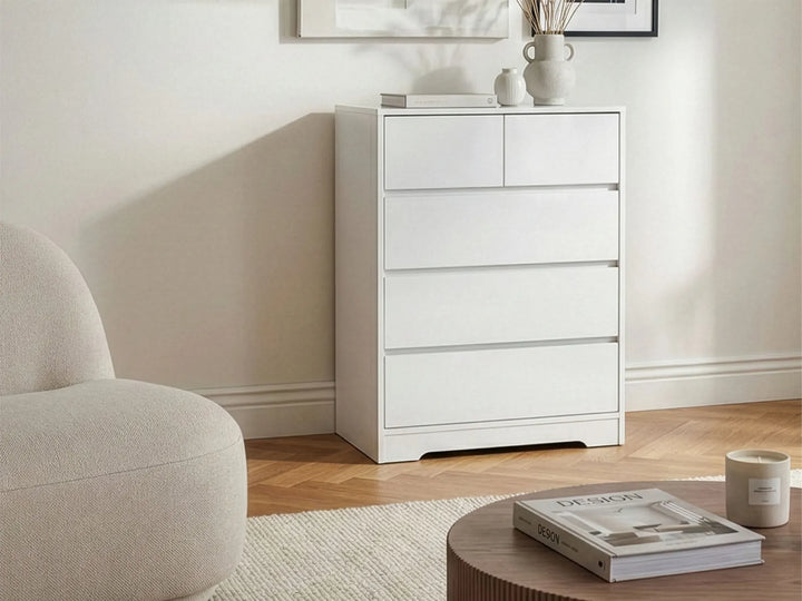 5 Drawer Chest White Taylor