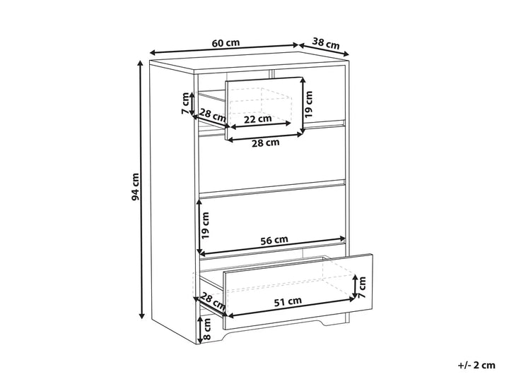 5 Drawer Chest White Taylor