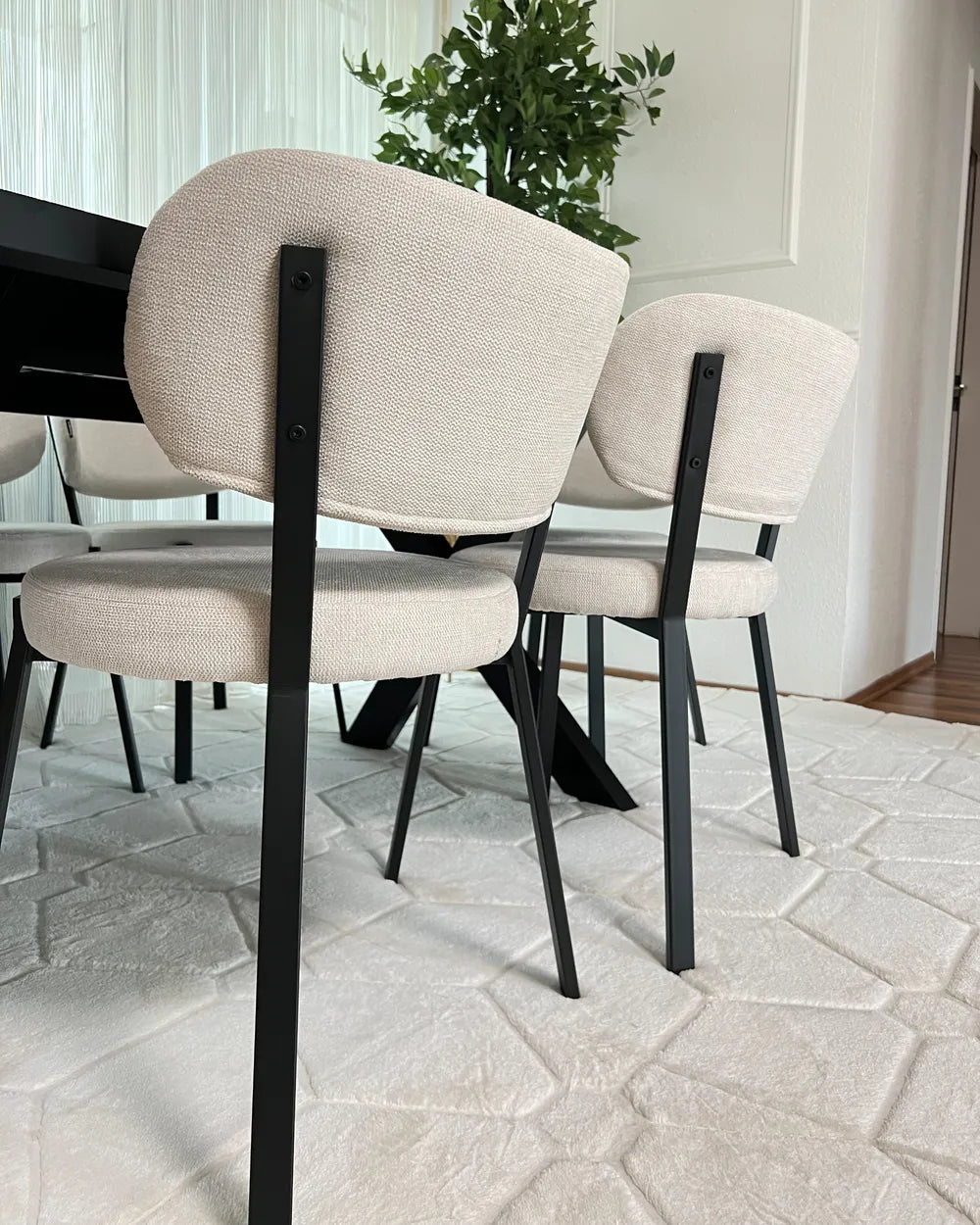 Set of 2 Dining Chairs Fabric Light Beige Lyra