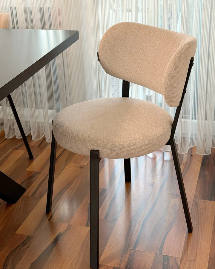 Set of 2 Dining Chairs Fabric Light Beige Lyra