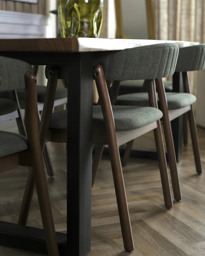 Set of 2 Dining Chairs Fabric Dark Brown/ Green Irish