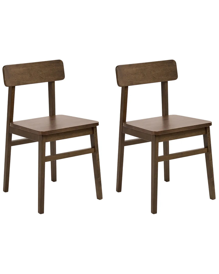 Set of 2 Dining Chairs Wood Dark Brown Beth