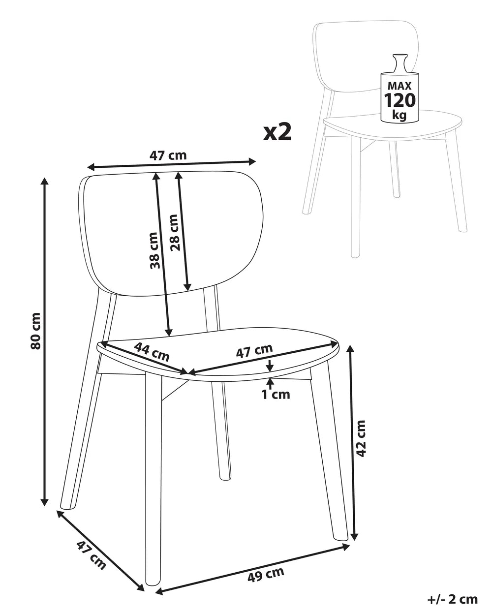 Set of 2 Dining Chairs Wood Dark Brown Rini