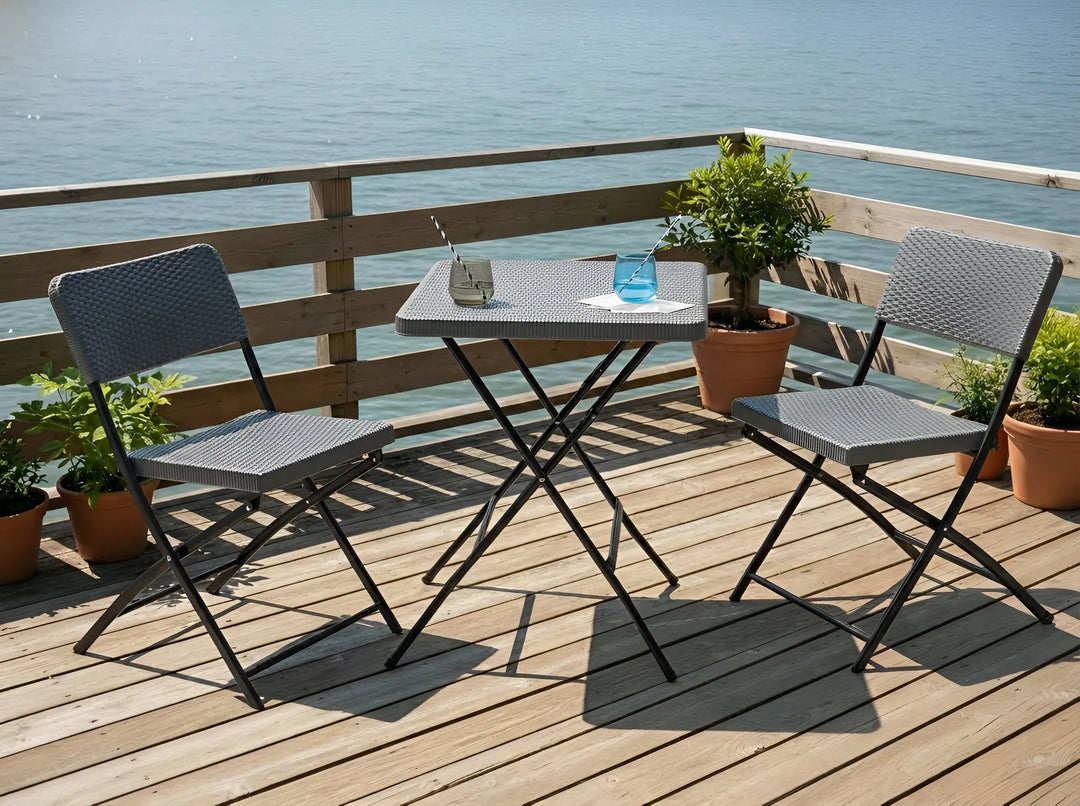 Bistro Set Folding Grey Welch