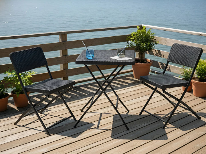 Bistro Set Folding Black Welch