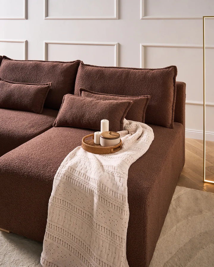 Modular Corner Sofa Boucle Brown Left Hand Averni