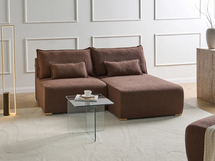 Modular Corner Sofa Boucle Brown Left Hand Averni