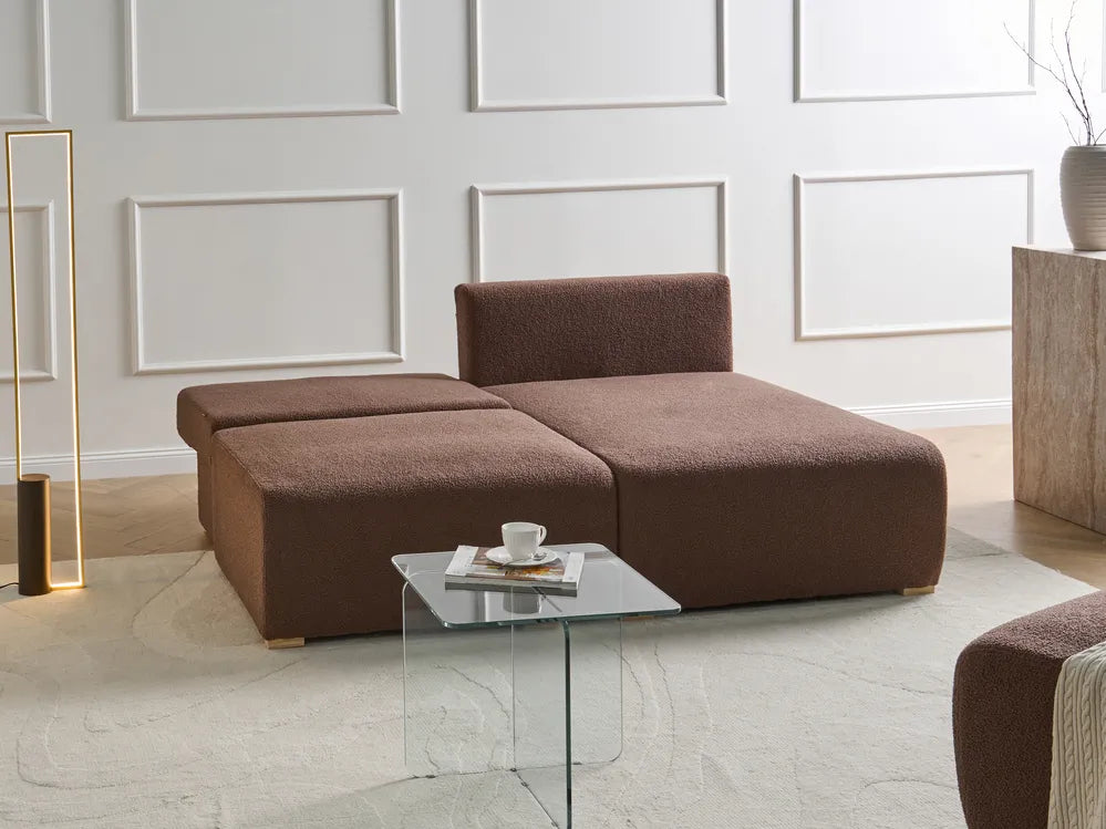 Modular Corner Sofa Boucle Brown Left Hand Averni