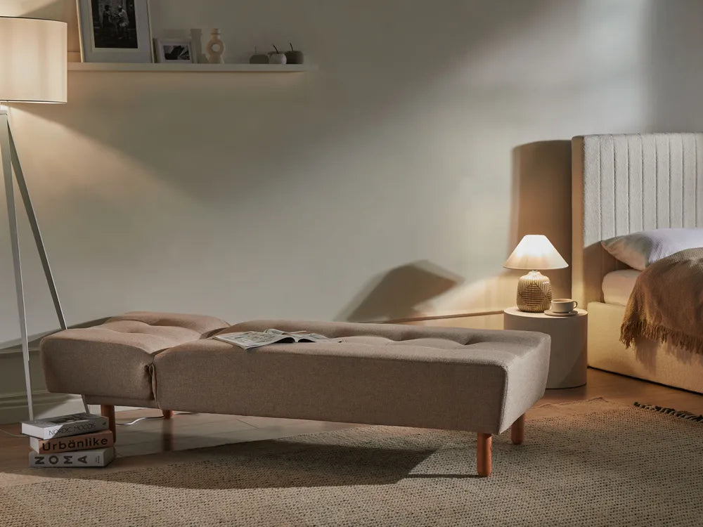 Chaise Longue Fabric Beige Ash