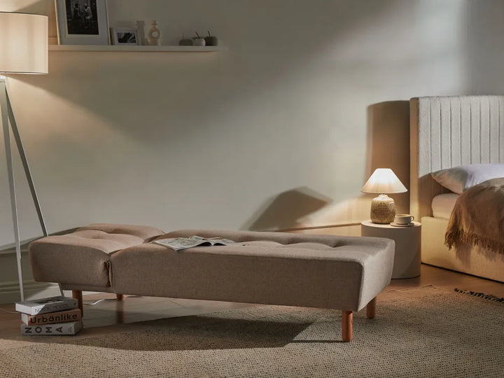 Chaise Longue Fabric Beige Ash
