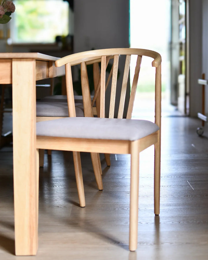 Set of 2 Dining Chairs Wood Light Brown/ Taupe Denise