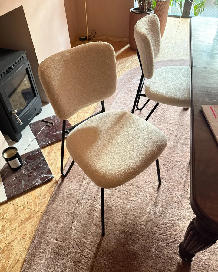 Set of 2 Dining Chairs Boucle Off-White Kae