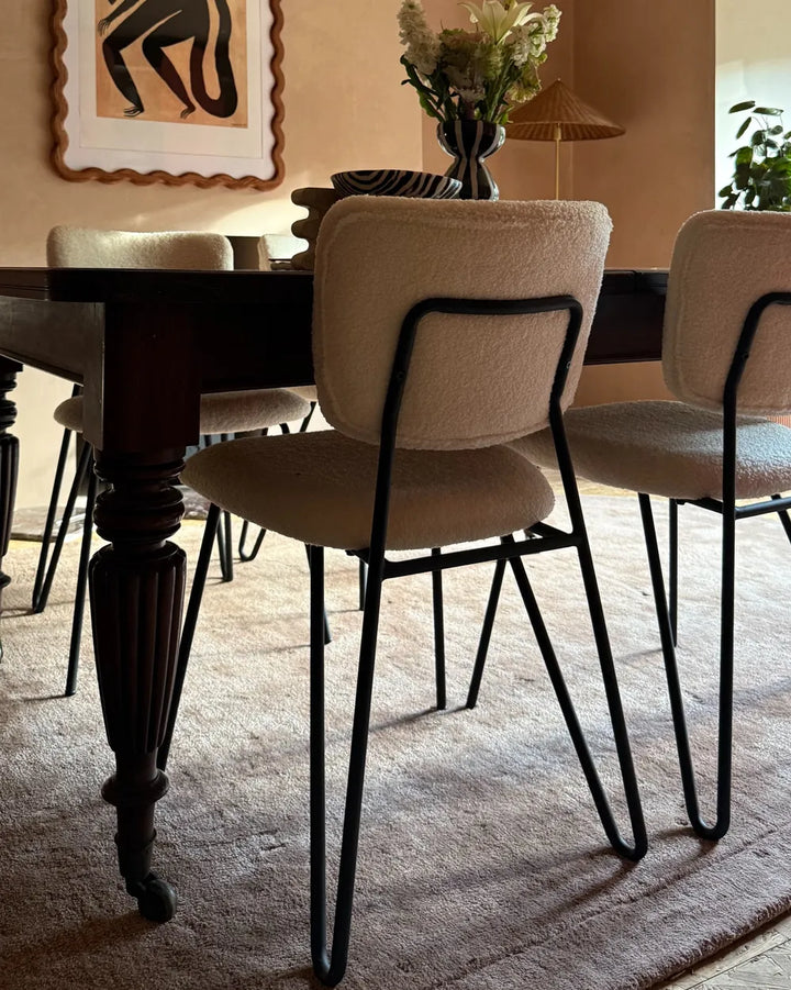 Set of 2 Dining Chairs Boucle Off-White Kae