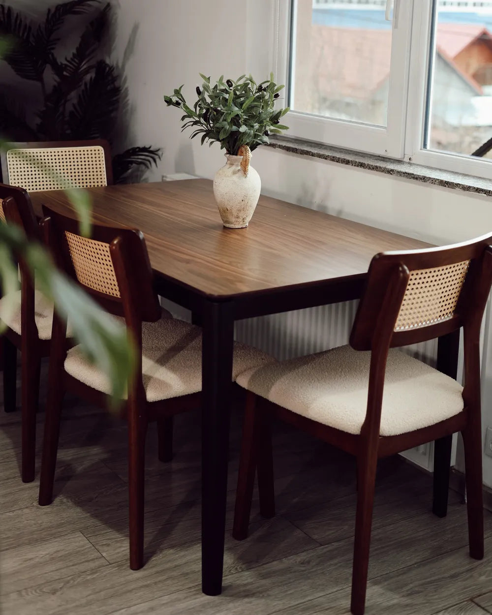 Set of 2 Dining Chairs Wood Brown Olive