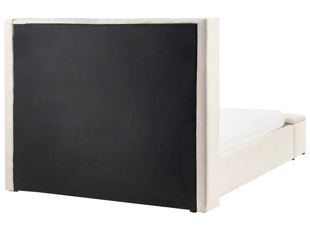 Bed with Storage Bench Velvet 140 x 200 cm (EU Double) Off-White Angel