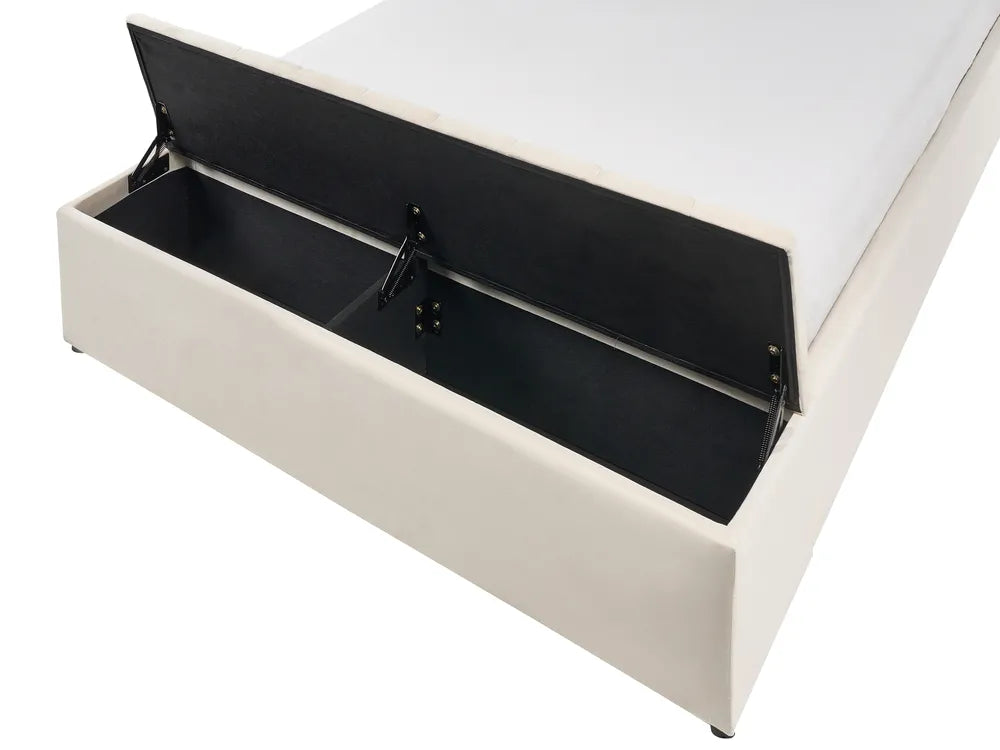 Bed with Storage Bench Velvet 140 x 200 cm (EU Double) Off-White Angel