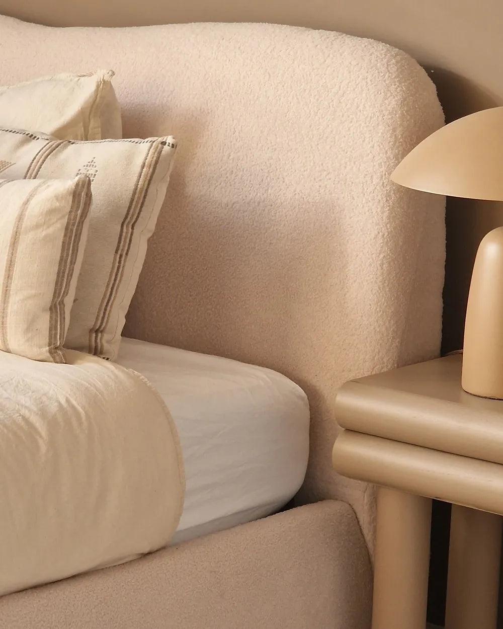 Ottoman Bed Fabric 140 x 200 cm (EU Double) Light Beige Luke