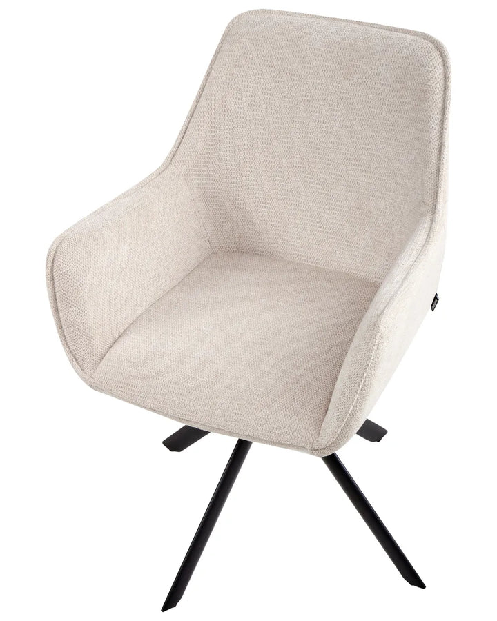 Dining Chair Swivel Faux Linen Light Beige Leah