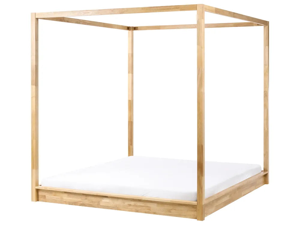Four Poster Bed Wood 180 x 200 cm (EU Super King) Light Brown Penny