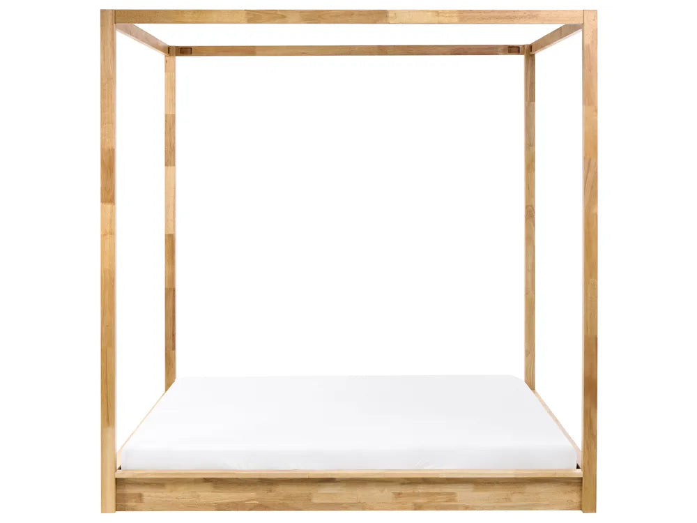 Four Poster Bed Wood 180 x 200 cm (EU Super King) Light Brown Penny