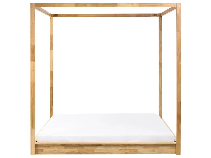 Four Poster Bed Wood 180 x 200 cm (EU Super King) Light Brown Penny