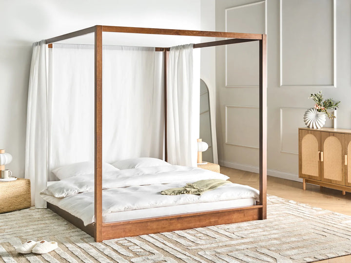 Four Poster Bed Wood  180 x 200 cm (EU Super King) Dark Brown Penny