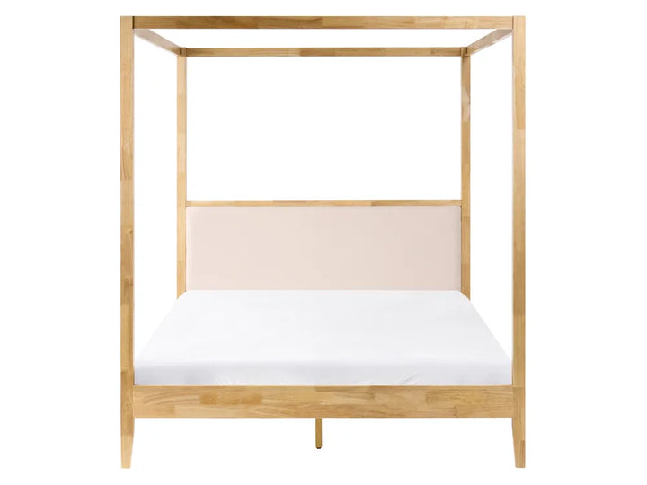 Four Poster Bed Wood 160 x 200 cm (EU King Size) Light Brown Kalley