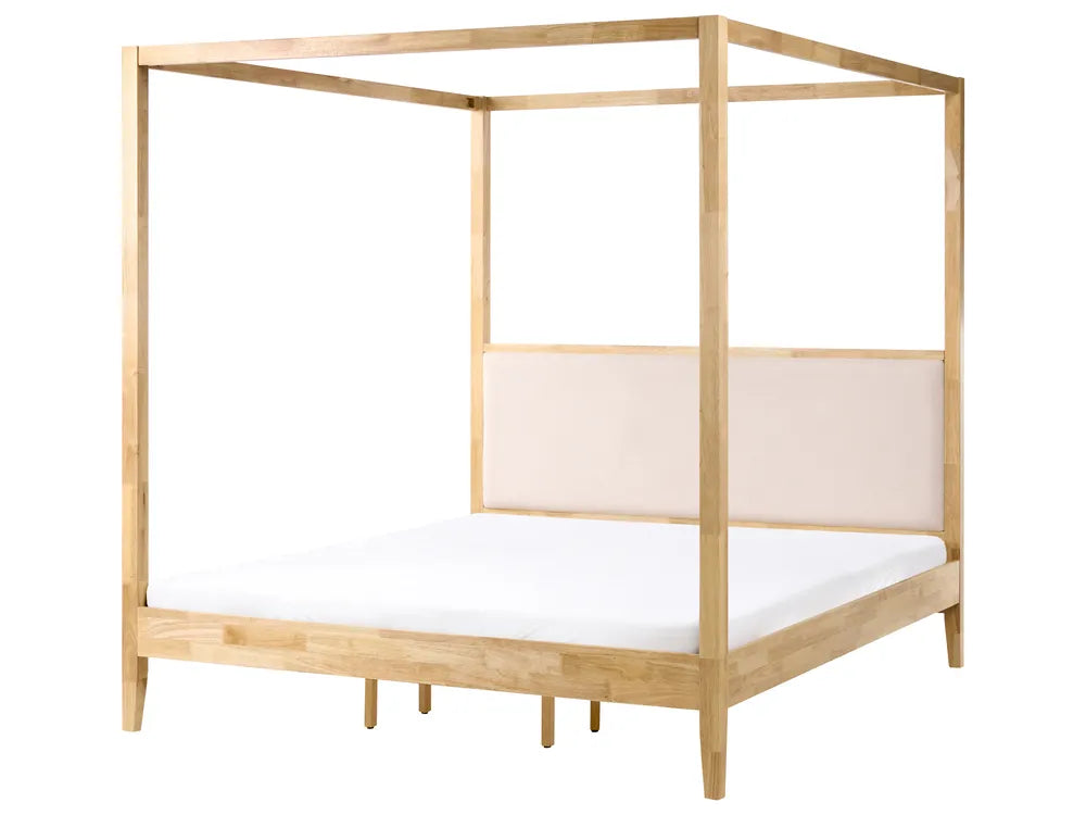 Four Poster Bed Wood 180 x 200 cm (EU Super King ) Light Brown Kalley