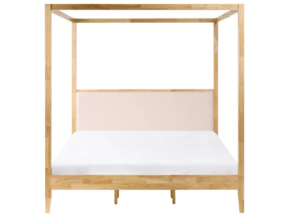 Four Poster Bed Wood 180 x 200 cm (EU Super King ) Light Brown Kalley
