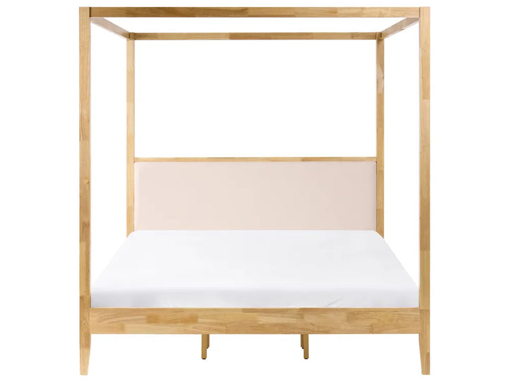 Four Poster Bed Wood 180 x 200 cm (EU Super King ) Light Brown Kalley