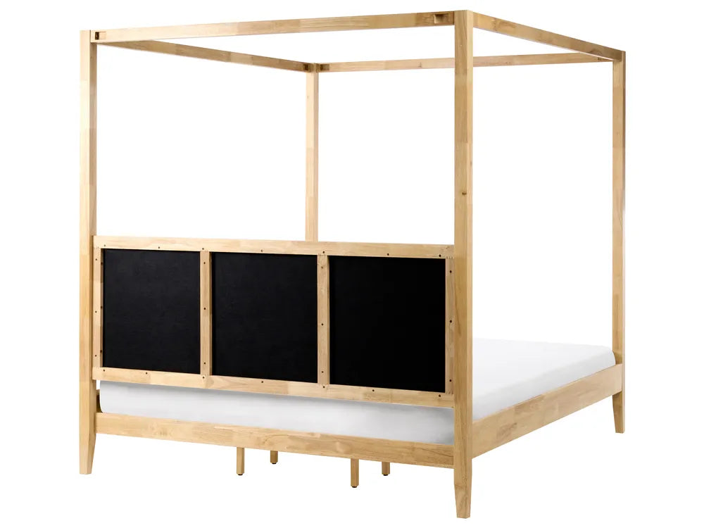 Four Poster Bed Wood 180 x 200 cm (EU Super King ) Light Brown Kalley