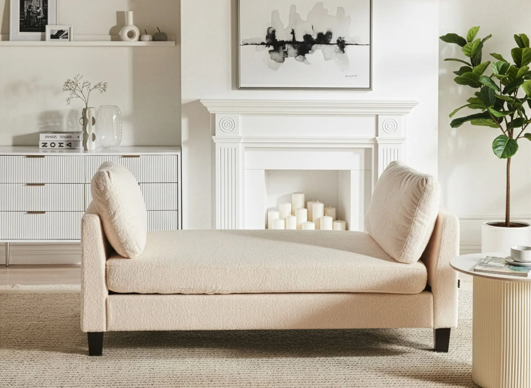 Chaise Longue Fabric Off-White Arla