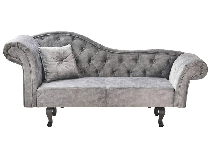 Left-Hand Chaise Lounge Velvet Grey Lydia