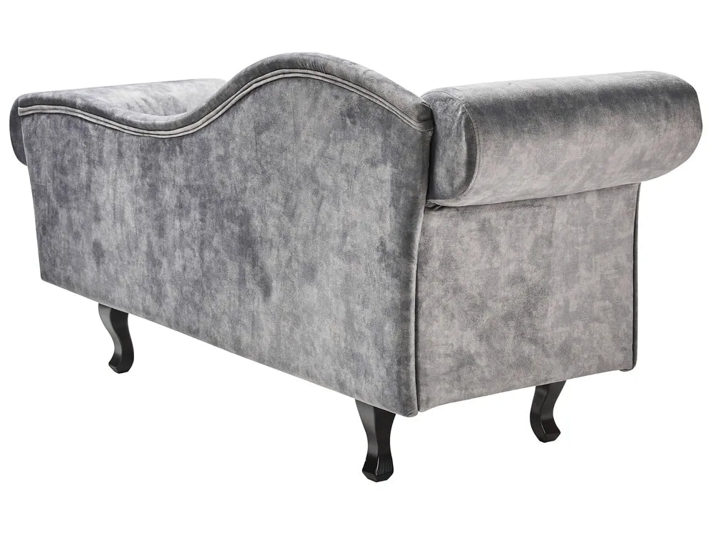 Left-Hand Chaise Lounge Velvet Grey Lydia