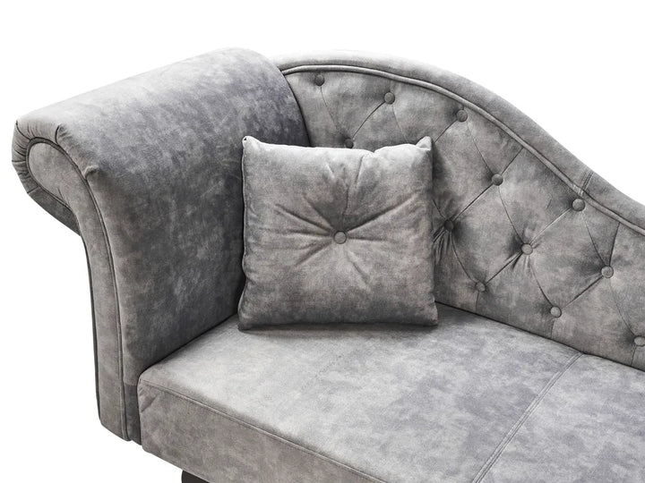 Left-Hand Chaise Lounge Velvet Grey Lydia