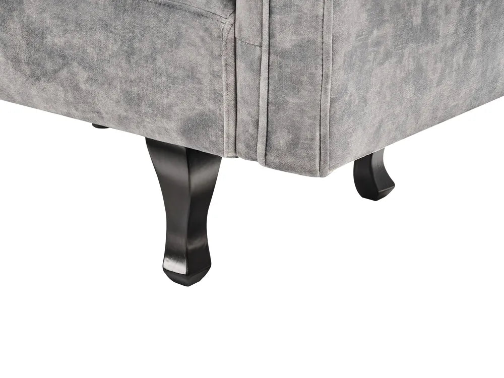 Left-Hand Chaise Lounge Velvet Grey Lydia