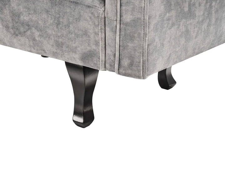 Left-Hand Chaise Lounge Velvet Grey Lydia