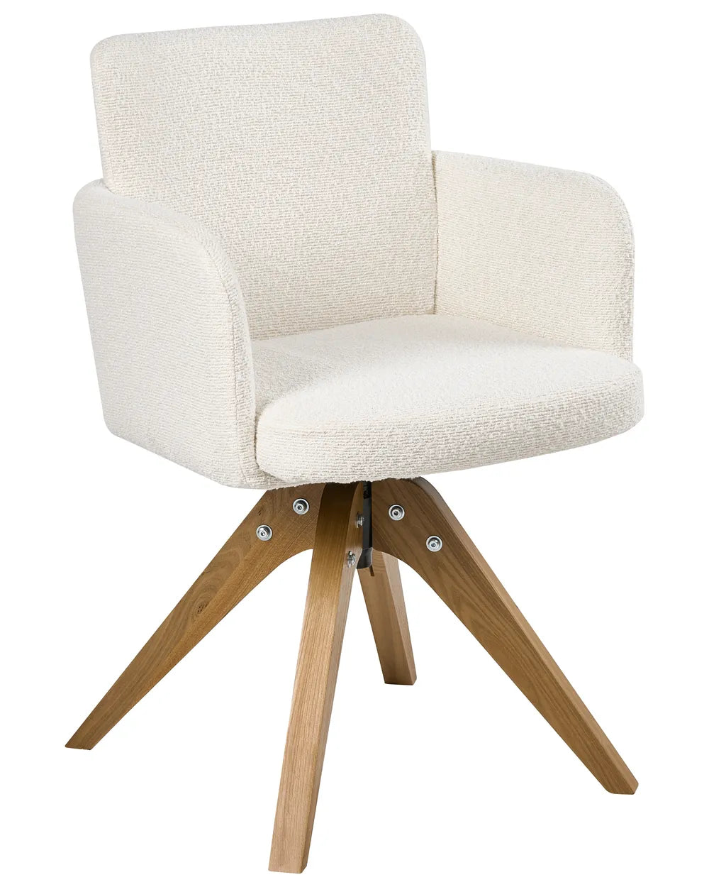 Set of 2 Dining Chairs Swivel Boucle Off-White Missy