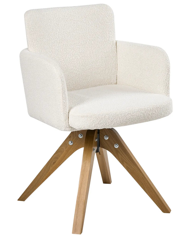 Set of 2 Dining Chairs Swivel Boucle Off-White Missy