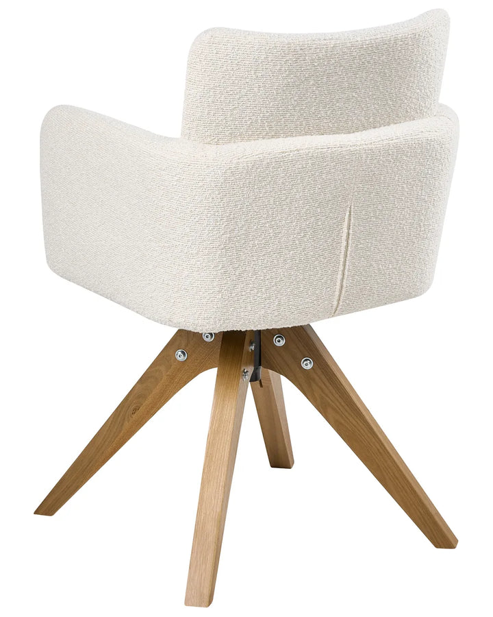 Set of 2 Dining Chairs Swivel Boucle Off-White Missy