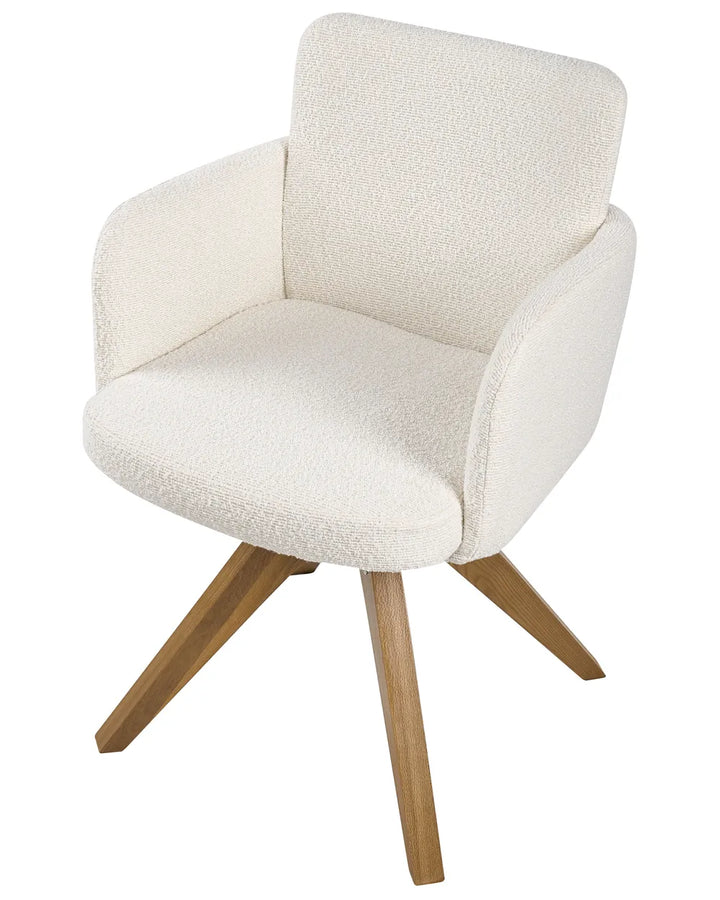 Set of 2 Dining Chairs Swivel Boucle Off-White Missy
