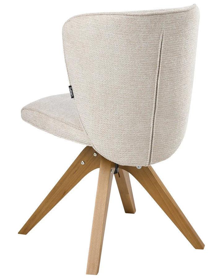 Set of 2 Dining Chairs Swivel Fabric Light Beige Lili