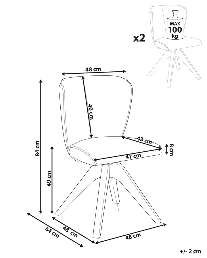 Set of 2 Dining Chairs Swivel Fabric Light Beige Lili