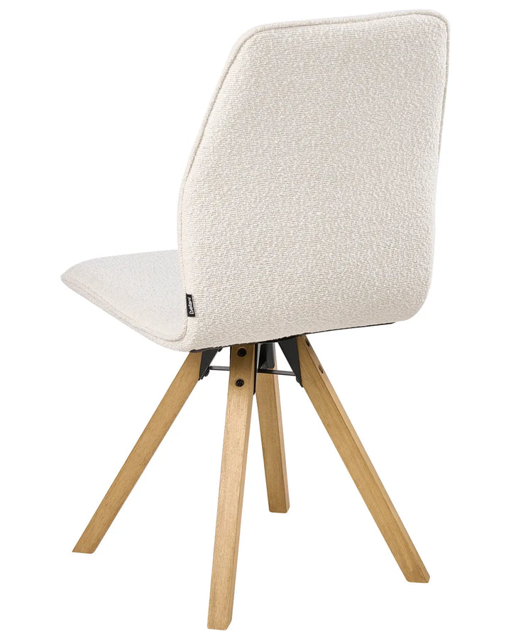 Set of 2 Dining Chairs Swivel Boucle Off-White Hana