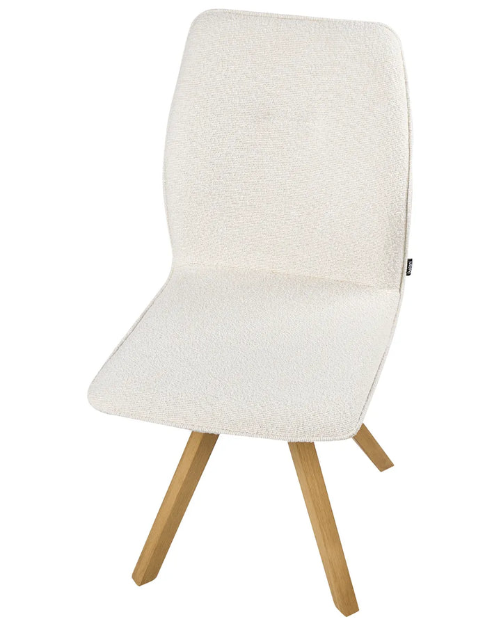 Set of 2 Dining Chairs Swivel Boucle Off-White Hana