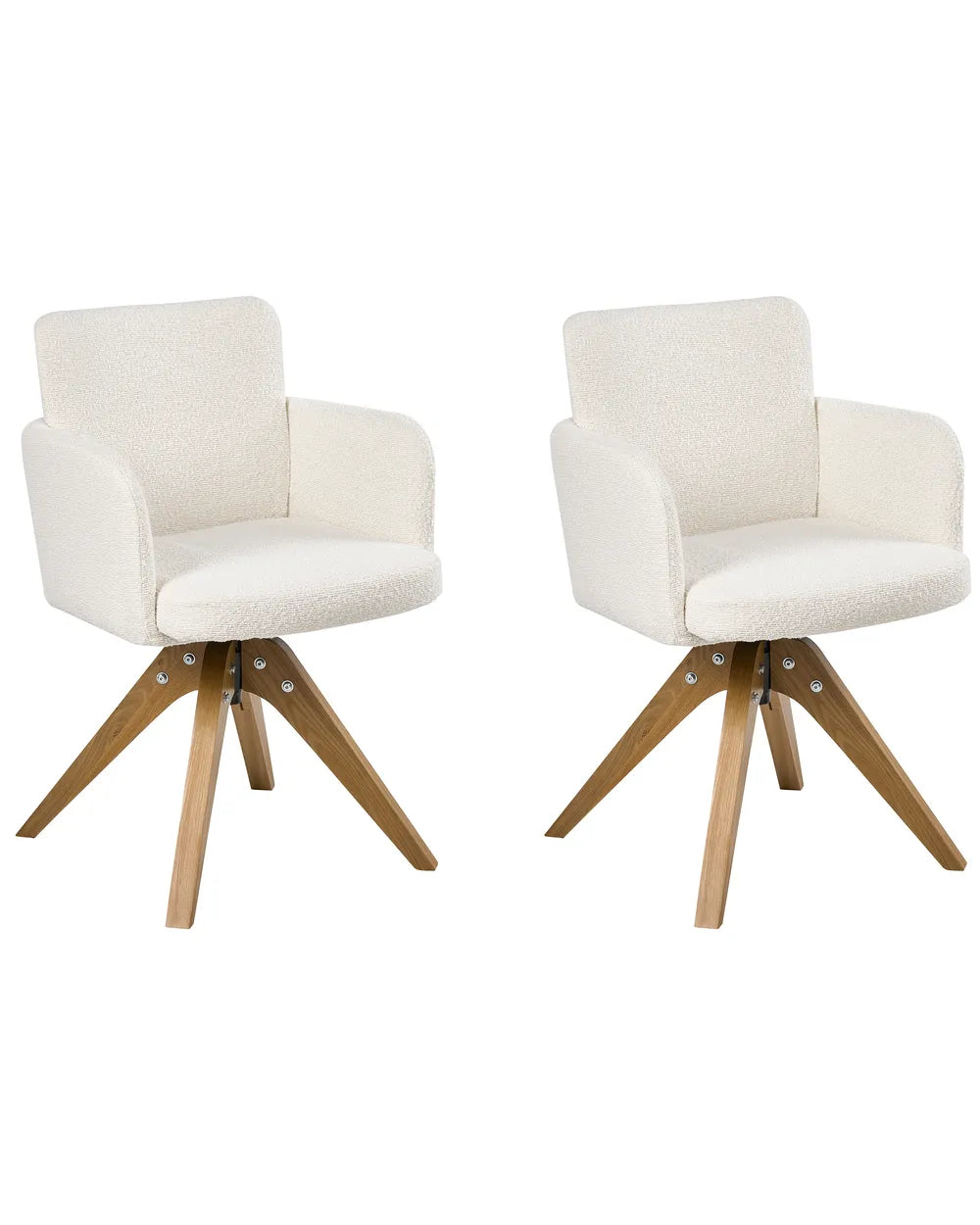 Set of 2 Dining Chairs Swivel Boucle Off-White Missy